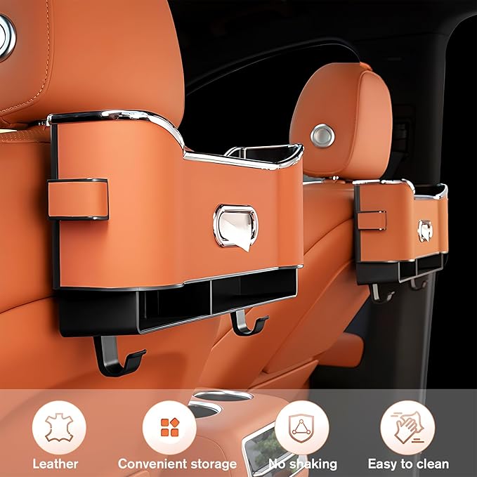 Multifunctional Car Seat Back Storage Box, Universal Car Seat Organizer, Car Seat Tissue Box and Organizer, Car Seat Paper Towel Organizer， Car Organizer with 2 Drink Cup Holders (Red)