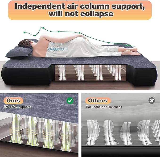 Umbrauto Built-in Pump Air Mattress for 5.5-5.8ft Short Truck Bed, Inflatable Full-Size Pickup Airbed for Ford F150, Chevy Silverado, GMC Sierra, Dodge Ram, Toyota Tundra, Nissan Titan Outdoor Camping