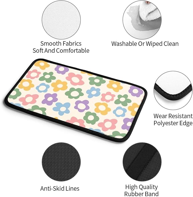 Vintage Groovy Flowers Cute Auto Center Console Cover Pad Car Armrest Seat Box Cover Cushion Universal for Most Vehicle SUV Truck Car Accessories Decor