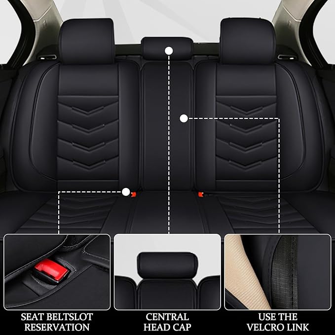 Car Seat Cover 7 Seats for Ford Explorer 2000-2025, Waterproof Durable Compatible Airbag, Premium Leather Seat Protector(7 Seats Standard,Black)