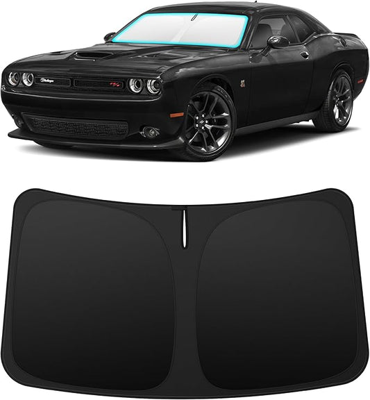 INSAUTO Custom Fit Windshield Sun Shade Accessories for Dodge Challenger 2015-2023, Foldable Front Window Sunshade, UV & Heat Reflector, Keeps Interior Cool, Includes Storage Bag