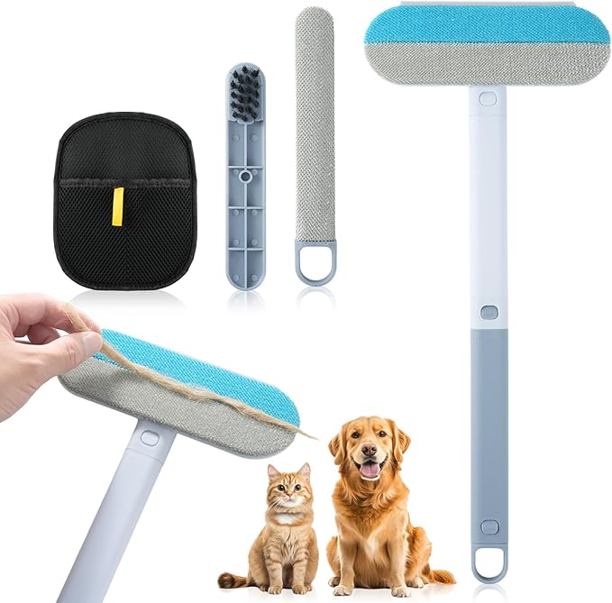 Multi-Functional Pet Hair Removal Tool with Pet Hair Removal Glove, Reusable Lint Brush for Dogs & Cats, Gentle Cleaning for Sofa, Carpet, Clothes & Bedding