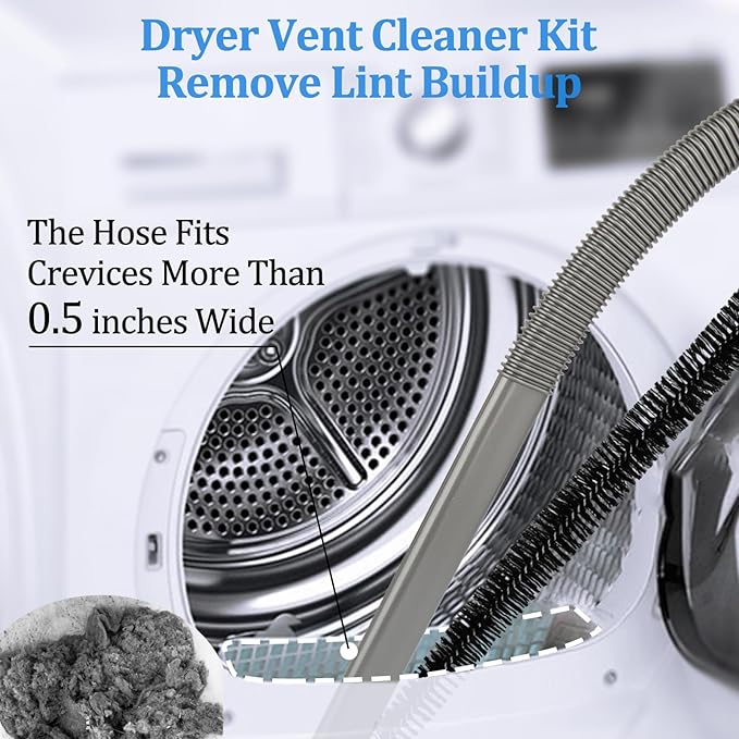 Dryer Vent Lint Vacuum Atttachments Kit and Crevice Tool for Dyson Gen 5 V15 V12 V11 V10 V8 V7 Detect Outsize Slim Absolute Cyclone Vacuum Cleaner Nozzle Flexible Dryer Lint Remove Hose Cleaner Kit