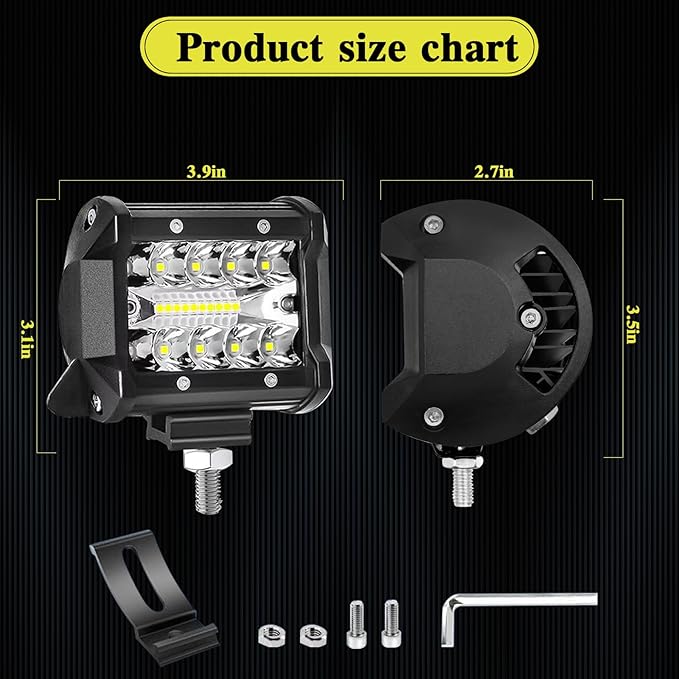 WINBANG 4 Inch LED pod Lights, 4INCH 60W Square Work Light Pods 12V 24V Lights Bar LED Fog/Driving/Off Road Light for Trucks Car ATV UTV SUV Golf Cart Tractor Pickup