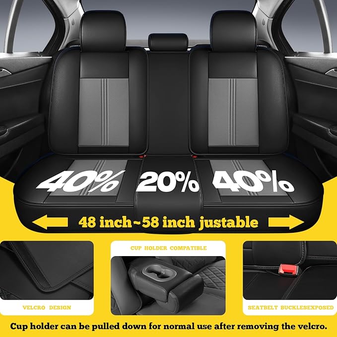 LINGVIDO Car Seat Covers Full Set (5 Seats) - Premium Perforated Nappa Leather, Waterproof Shield, Omni-Adapt Fit SUVs Sedans, Ultimate Family & Pet Protection