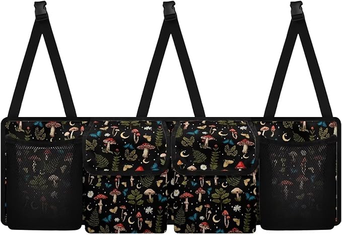 Car Trunk Organizer, Mushroom Hanging Seat Back Storage Organizer with Large Pockets, Space-Saving Backseat Car Organizer, Large Capacity Collapsible Bag for Most Vehicles