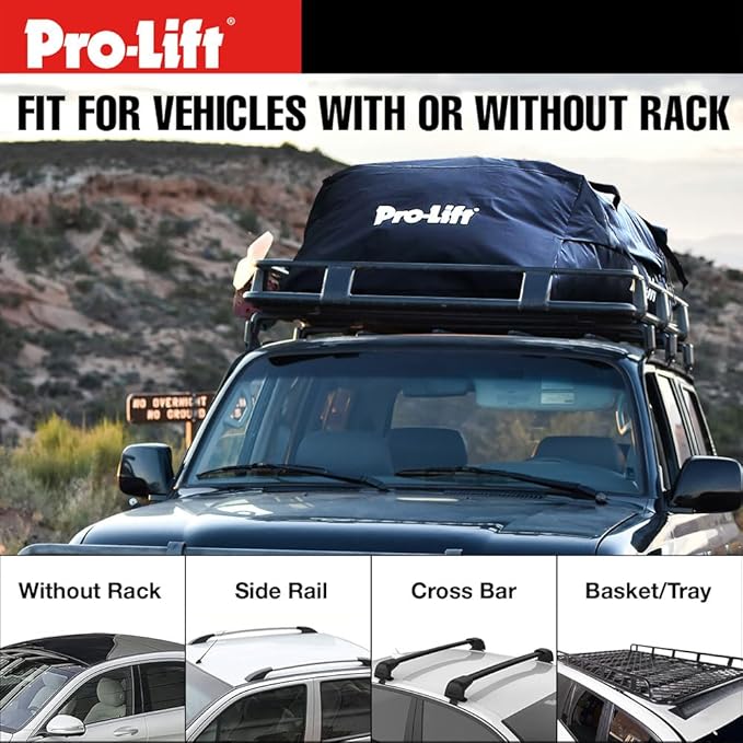 Pro-Lift Rooftop Cargo Carrier Waterproof – 15 Cubic Feet Softshell Roof Luggage Bag for All Cars with/Without Rack, Includes Anti-Slip Mat, Reinforced Straps, Door Hooks, Storage Bag