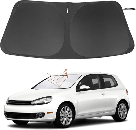 Windshield Sun Shade Custom Fit for 2009-2014 Volkswagen VW Golf/Rabbit/GTI/R32 MK6 5K Accessories Foldable Sunshade Sun Blocker Protect Car from Sun Rays & Heat Damage Keep Car Cooler