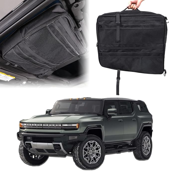 Car Sunroof Organizer Bag Compatible with 2024 2025 Hummer EV Hardtop Roof Panel Storage Bag Waterproof Foldable Multi-Function Car Rooftop Carrier Sunroof Storage Bags (Front Left Side)