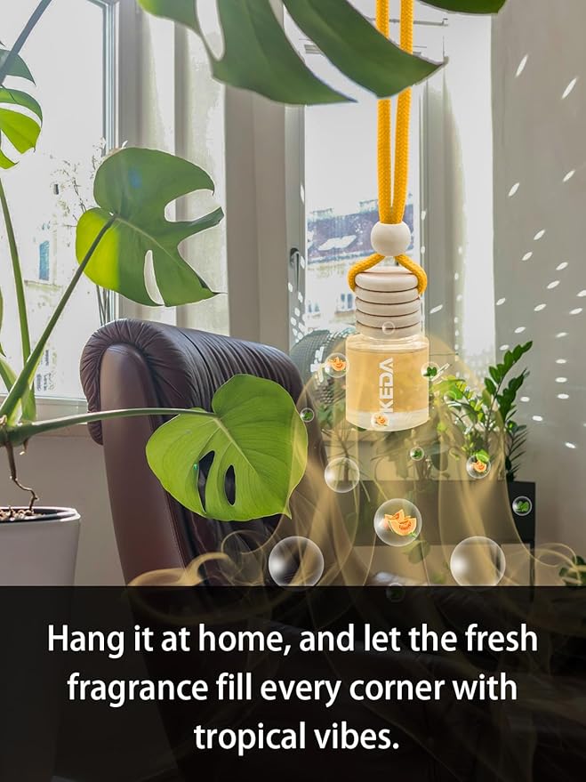 Ikeda Car Air Freshener: Hanging Car Smell Air Freshener | 10ml Hanging Car Perfume | Long Lasting Fragrance | Strong Scents Diffuser for Auto Home (Hami-melon|Circular)