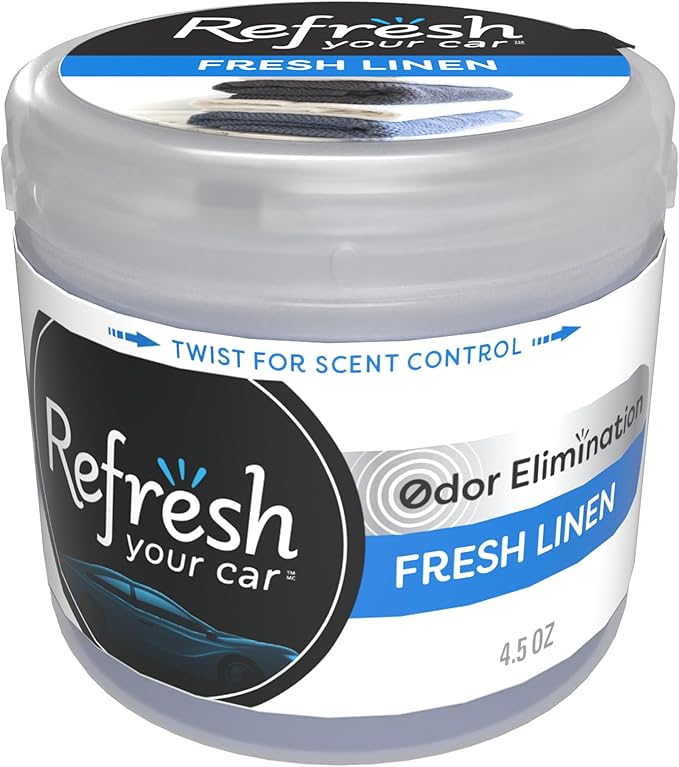 Refresh Your Car Scented Gel Car Air Freshener, Fresh Linen Car Scent