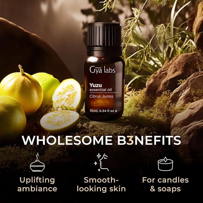 100% Pure Yuzu Essential Oil - 0.34 Fl Oz - Yuzu Oil for Hair, Skin, Diffuser, Aromatherapy & DIY Candle Making Scent