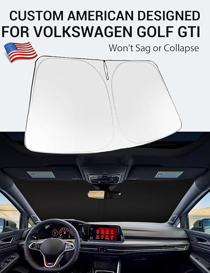 Proadsy Windshield Sun Shade for Volkswagen Golf GTI MK8 2022-2025 2026 4-Layer Foldable Front Sunshade Protector Sun Visor Blocks UV Rays Keep Car Cooler