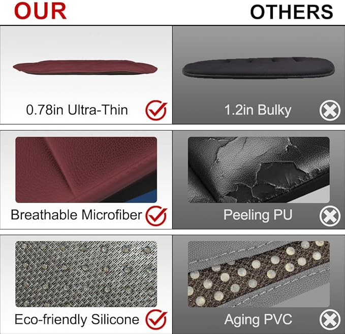 Car Seat Cushion, Thin Seat Cushion 0.78in, Office Chair Cushion, Car Seat Cushions for Driving, Summer Breathable Driver Seat Cushion for Long Sitting Relief, Car Seat Pad(Volcanic Red)
