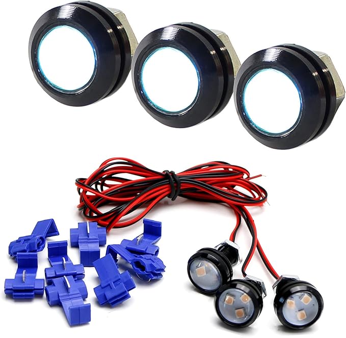 iJDMTOY 3pc Set Custom Retrofit 8000K Ice Blue Front Grille Mesh Mount LED Lighting Kit Compatible With Trucks SUVs