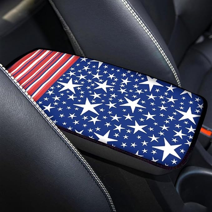 Auto Center Console Cover,American Flag Car Armrest Box Pad, Soft Auto Armrest Seat Box Cover Protector for Most Vehicle SUV Truck Car