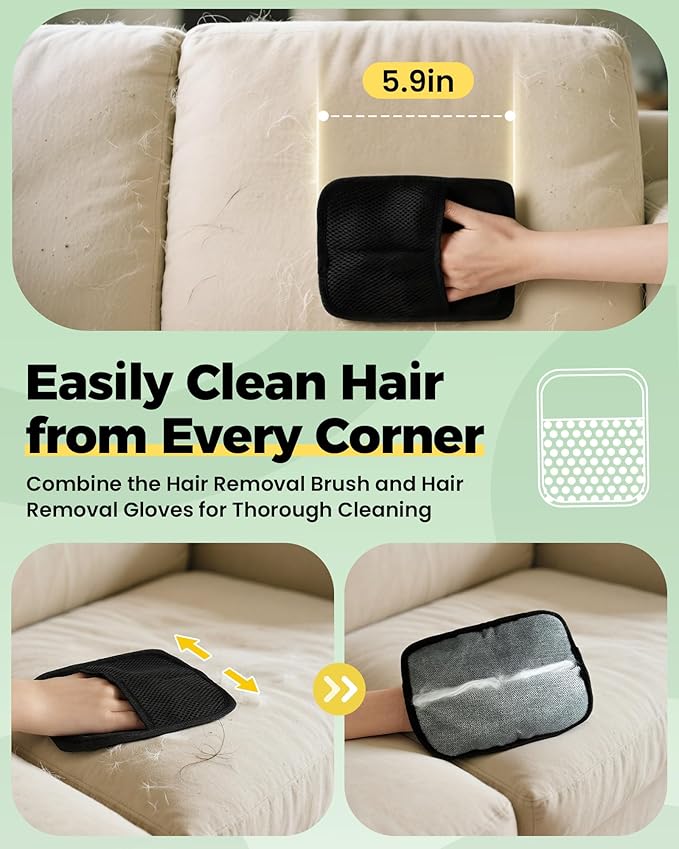 Carpet Rake for Pet Hair Removal Tool - 4 in 1 Pet Hair Remover Kit for Dog Cat Fur Remover, Contain 60" Adjustable Rubber Broom, Glove, Magic Brush and Scraper for Furniture,Short Pile Carpets, Mats