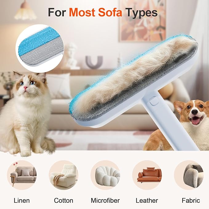 Pet Hair Removal Tool for Furniture, 3 in 1 Cat and Dog Hair Removal Tool, Suitable for Use on Furniture, Carpets, Clothing, and Bedding, Durable, Reusable, Washable, Grey, 1 Pcs