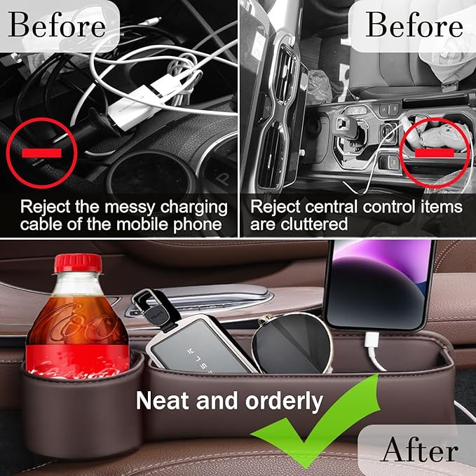 Cup Holder Gap Filler, Car Gap Filler Organizer, Car Gap Filler, Gap Filler Organizer, Car Gap Holder, Suitable Most Vehicles (Driver Seat - Black)