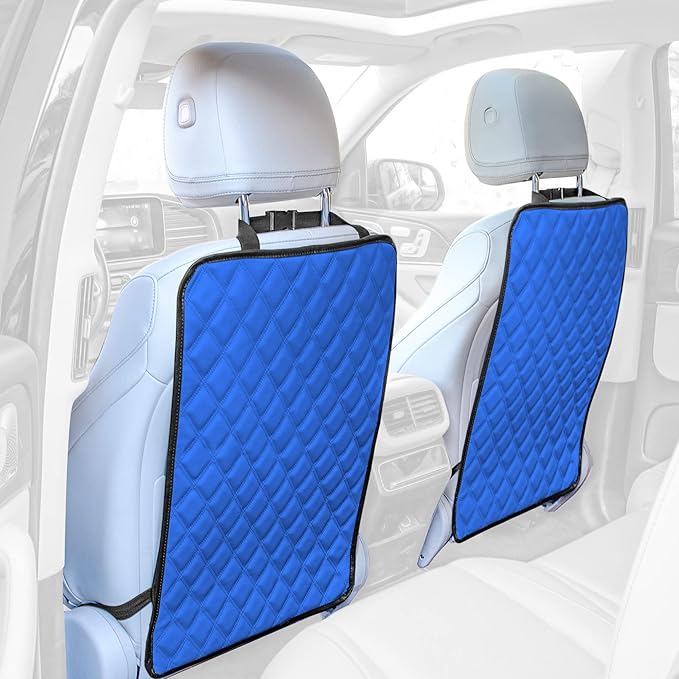 FH Group Faux Leather Seat Back Kick Protectors – 2 Pack Diamond Stitched Back Seat Protector for Driver and Passenger Seat, Waterproof, Easy to Clean