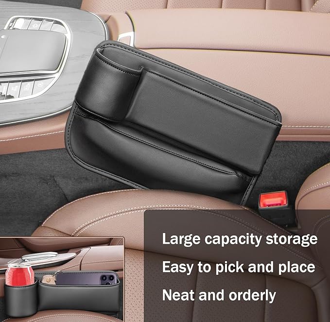 Cup Holder Gap Filler, Car Gap Filler Organizer, Car Gap Filler, Gap Filler Organizer, Car Gap Holder, Suitable Most Vehicles (Driver Seat - Black)