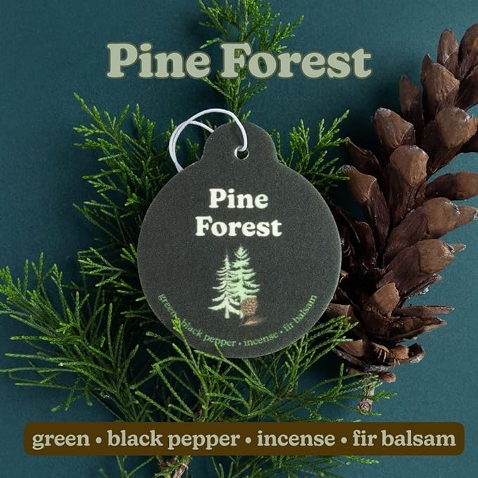 Happy Wax Earthy Mix Car Charms 4-Pack - Includes: Moonshadow, Pine Forest, Vanilla Sandalwood and Vintage Leather