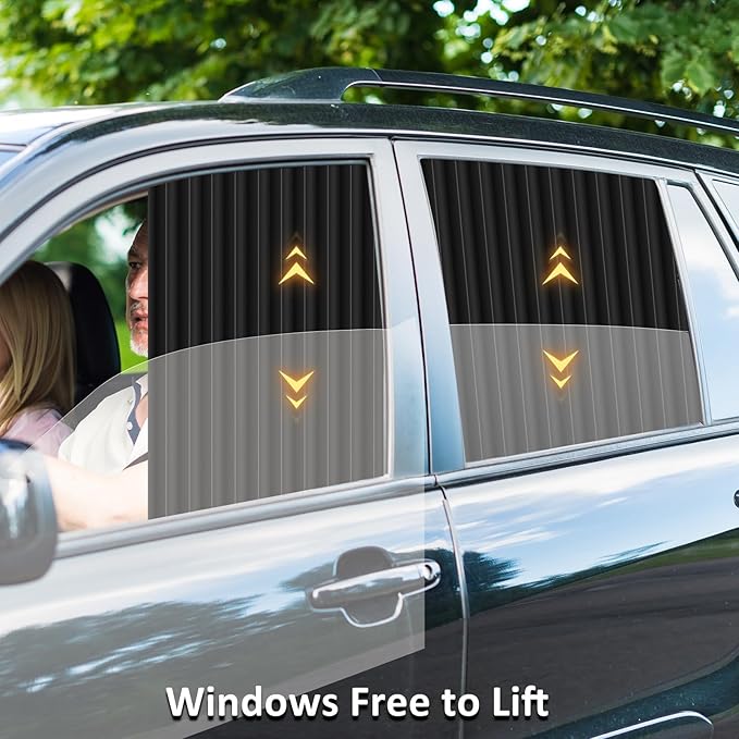 ZATOOTO Car Side Window Sun Shades - Front Privacy Magneic Black 2 Pcs Automotive Covers - Sunshades Curtain Prevent Glare and UV Rays for Baby