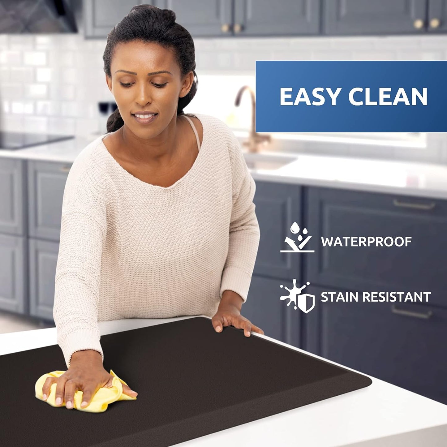 KitchenClouds Kitchen Mat Cushioned Anti Fatigue Rug 17.3"x28" Waterproof Non Slip Standing Desk Mat Comfort Floor Mats for Kitchen House Sink Office (Chocolate)