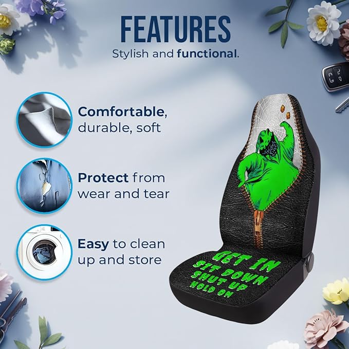GENANY Nightmare Sack Car Seat Covers Set of 2, Breathable Front Seat Covers for Truck Sedan SUV, Horror Car Accessories, Horror Gift for Women Men