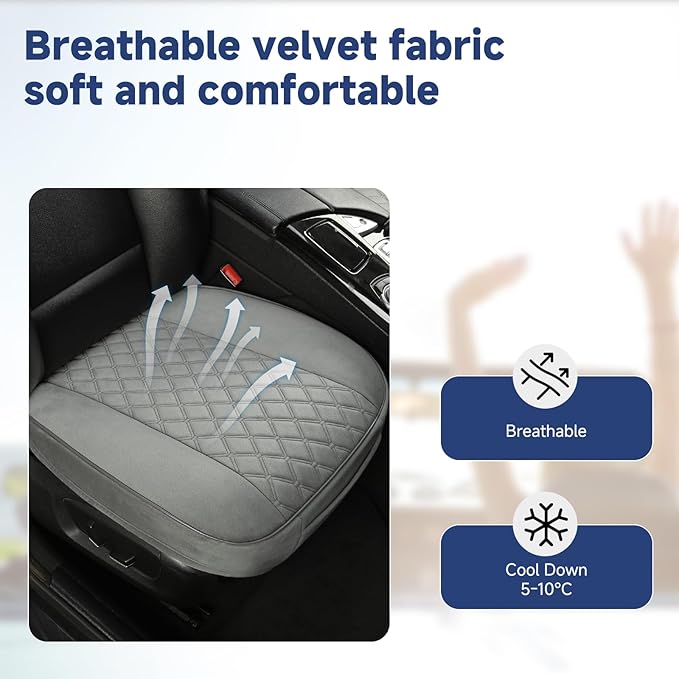 West Llama Front Car Seat Cover Protector, Comfortable Velvet Bottom Seat Cover Fits 95% of Vehicles,Cars,SUVs,Sedans,21.26 × 20.86 Inch(1PC-Gray)