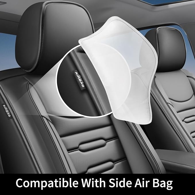 Fit Forester Car Seat Covers for Subaru Forester 2007-2025 2026 - Upgraded Premium Waterproof & Breathable Leather, Airbag Compatible, All-Weather Seat Cushion Protector (Full Set, Black)