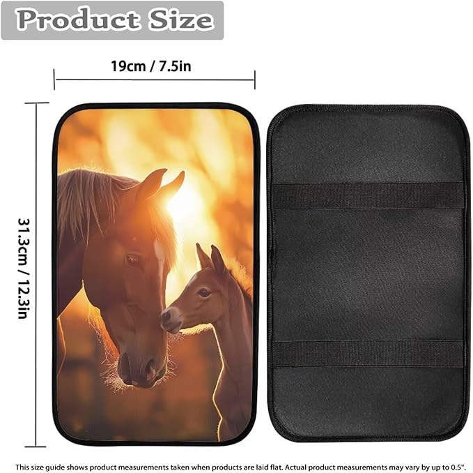 Horse Pattern Auto Center Console Armrest Pad, Soft Armrest Cover Pad for Vehicle, SUV, Truck Car Accessories Interior Decor,Universal Fit