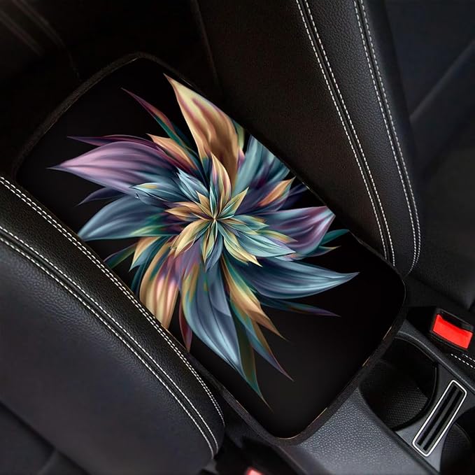 3D Flower Auto Center Console Pad Stylish Car Accessories for Women Durable Car Center Console Armrest Cover, Easy to Install & Wash