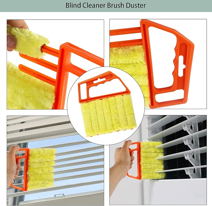 Openfly Venetian Blind Cleaner Duster Tool, Hand-held Window Shutters Duster, Window Blind Cleaning Tool, Groove Gap Cleaning Brush for Blind, Air Conditioner, Car Vents, Fan, Door Window Track- 8Pack