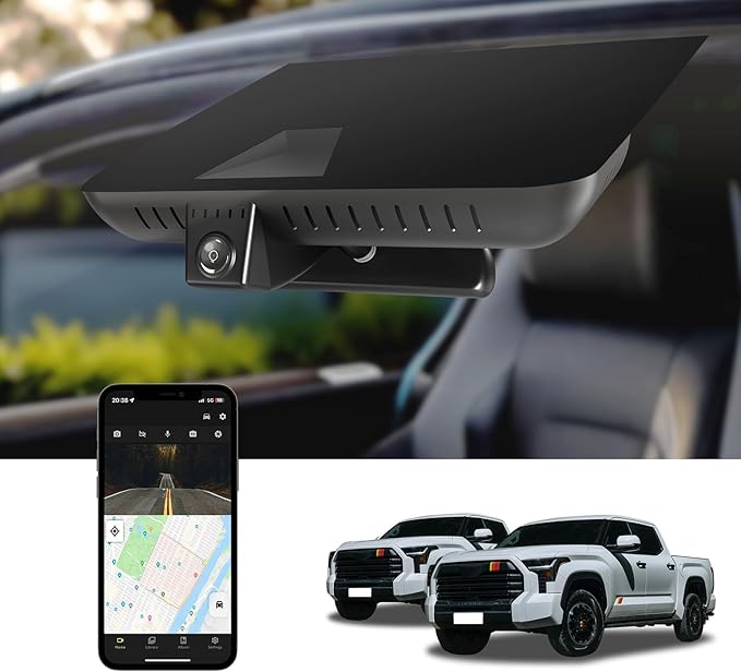 Front 4K Dash Cam for 2022-2026 Toyota Tundra Hybrid & Sequoia 2023-2026 Limited SR SR5 TRD Pro Limited (Gen3),OEM Look,HD Video,WiFi Connect&APP,Loop Recording G-Sensor,64GB Card