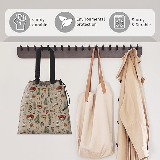 Car Trash Bag Large Hanging Can for Back of Seat, Cute Waterproof Car Garbage Bag for Vehicle, Travelling, Outdoor Cute Boho Beige Mushroom