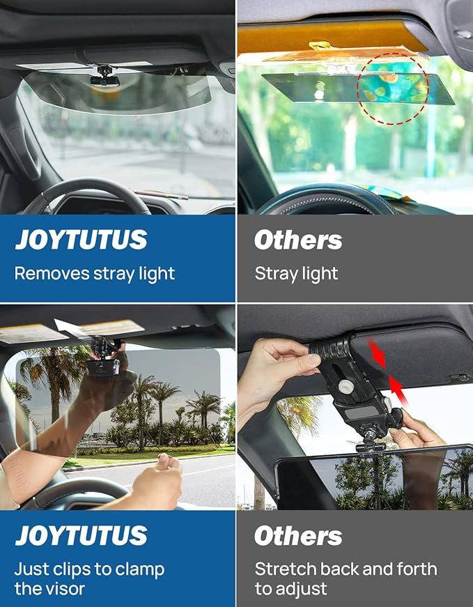 JOYTUTUS Sun Visor for Pickup Truck, Polarized Sun Visor Extender for Truck, Universal UV400 Car Visor Extension Anti-Glare Easy to Install, Protect from Glare/UV Ray/Stray Light