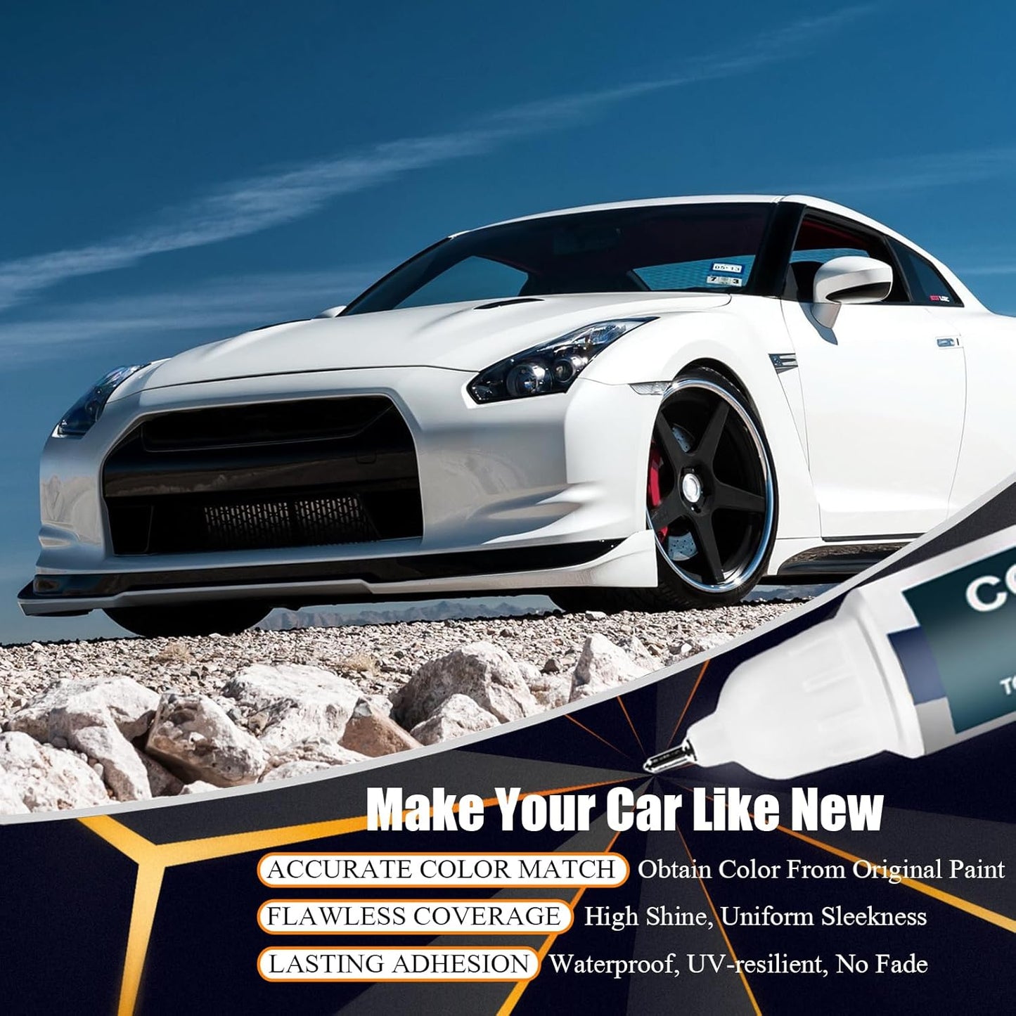 QAK Glacier White Touch Up Paint for Nissan, Car Paint Pen Scratch Repair Two-In-One Touch Up Paint, Premium Car Scratch Remover for Deep Scratches