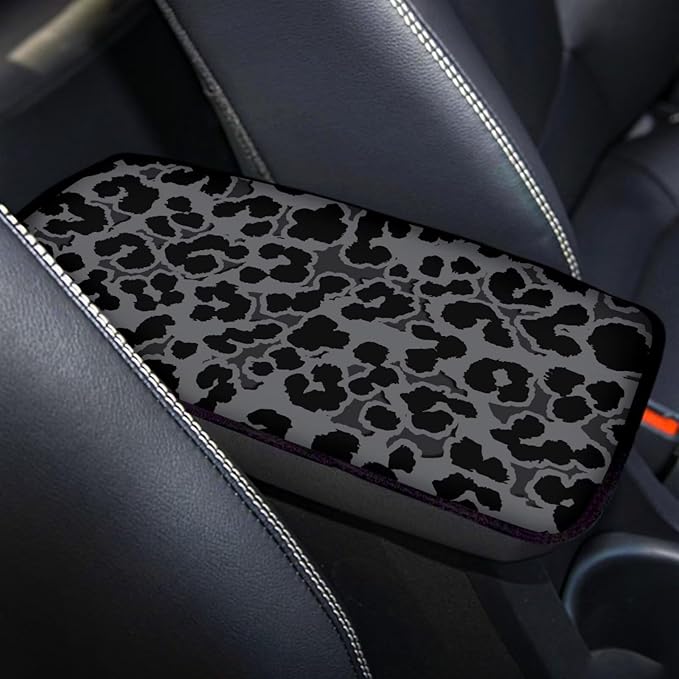 Auto Center Console Pad,Car Armrest Pad Car Armrest Seat Box Cover Protector for Most Vehicle, SUV, Truck, Car, Black Cheetah Print