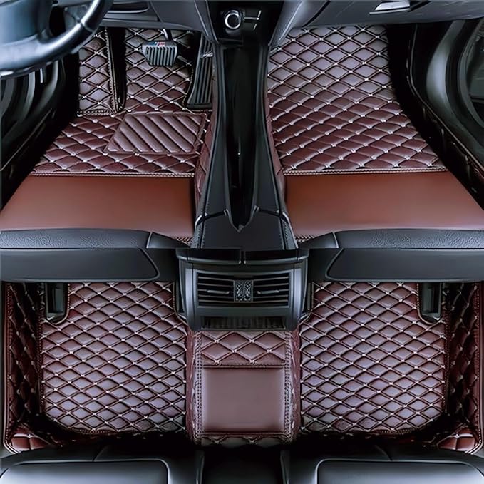 Yaruicar Custom Personalized Floor Mats for Cars Luxury Full Coverage All Car Floor Mats Anti-Slip Leather Car Mat Set Trucks & SUVs Trucks Automotive Floor Mats Liners (Coffer)