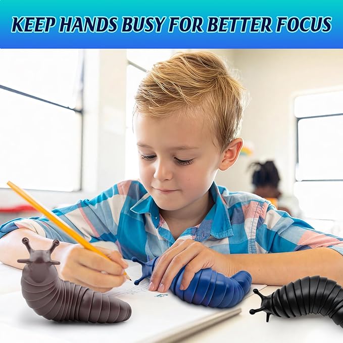 Cevioce Sensory Fidget Toys Adults Teens Kids 3Pcs Cool Gadgets Desk Fidget Slug Toys Sensory Toy for Autism ADHD Anxiety Stress Relief Toys Christmas Stocking Stuffer Gifts for Men Boys