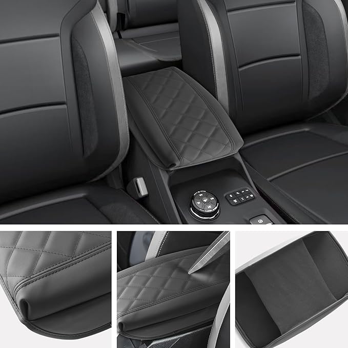 SXCY for 2024 2025 Ford Ranger Armrest Cover 2024 2025 Ranger Center Console Cover 2025 Ranger Middle Console Cover 2024 2025 Ranger (Lariat/Raptor/XL/XLT) Accessories (Adding Pad with Argyle Pattern)
