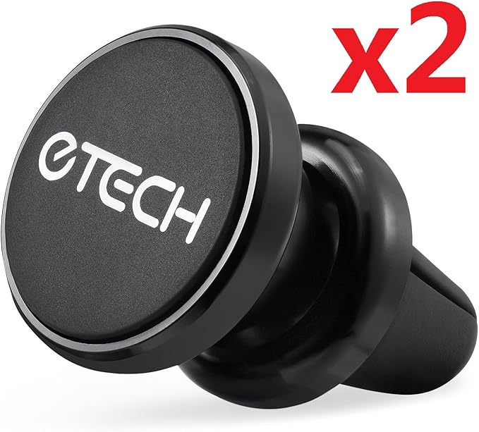eTECH Magnetic Phone Car Mount Holder, Magnetic Mount Universal Air Vent for iPhone X / 8 Plus / 7 / 6S / 5S, Galaxy S5 / S6 / S7 / S8 / S9, Google Pixel, LG, & Other Smartphones (2Pack Black)