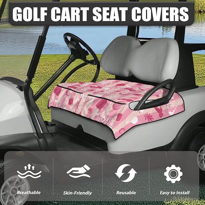Biyejit Golf Cart Seat Covers with 4 Pockets Golf Cart Seat Towel Blanket Fits 2-Seat Golf Carts, Golf Cart Accessories