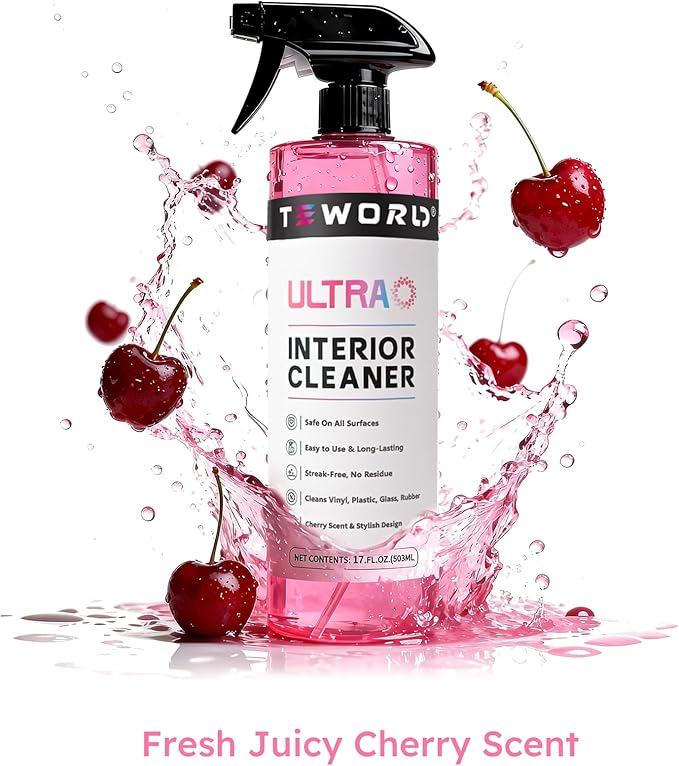 Premium Car Interior Cleaner (17oz Brush + Towel) | Interior Car Cleaner for Leather, Vinyl, Glass & Plastic | Residue-Free Matte Finish for Upholstery, Dash, Trim & Screens - Safe on All Surfaces