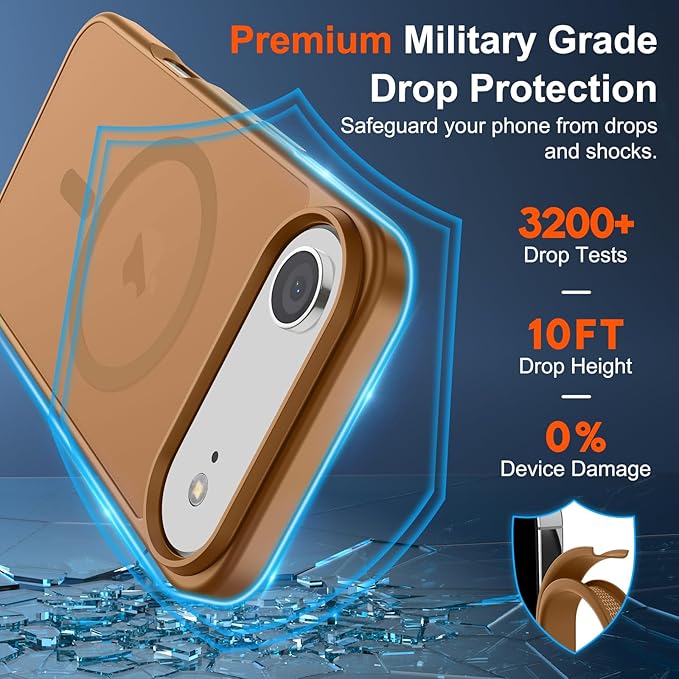 SUPFINE Magnetic for iPhone Air Case (Compatible with MagSafe)(Military Grade Drop Protection) Slim Translucent Matte Shockproof with Anti-Fingerprint Phone Cover for 17 Air,Brown
