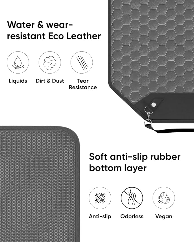 Owleys Set Seat Back Organizer & Car Seat Protector Hexy Waterproof & Non-Slip Protector for Child Car Cushion for Leather and Fabric Seats (Gray)