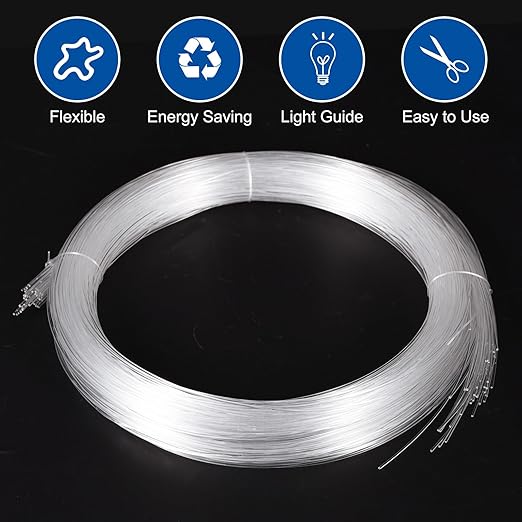 MECCANIXITY 50Pcs 9.8ft PMMA Mixed Fiber Optic Cable Strands 0.03 Inch Side Glow LED Illumination Crystal Cables Car Atmosphere Lights for Star Sky Roof Ceiling