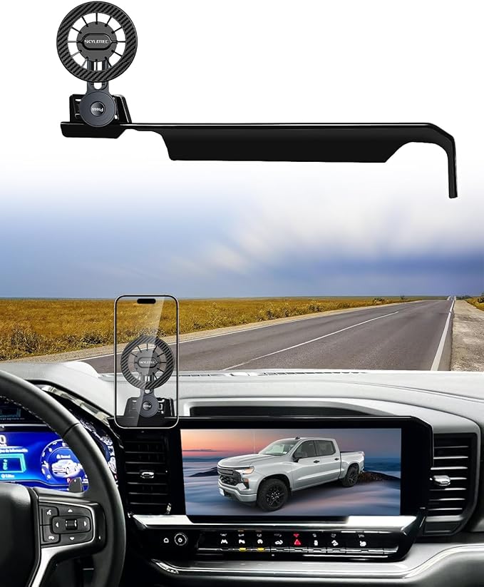 Magnets Phone Mount for 2022-2025 Chevrolet Chevy Silverado1500/GMC Sierra 1500 2500HD 3500HD Accessories 13.4-Inch Screen, Cell Phone Base Automobile Cradles Magnetic Phone Holder for MagSafe