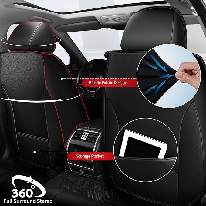 TTX LIGHTING Car Seat Covers fit for Acura RDX 2008-2026 Full Set: Premium Leather Automotive Seat Cover with Airbag Compatible Waterproof (5 Seats, Black & Gray)